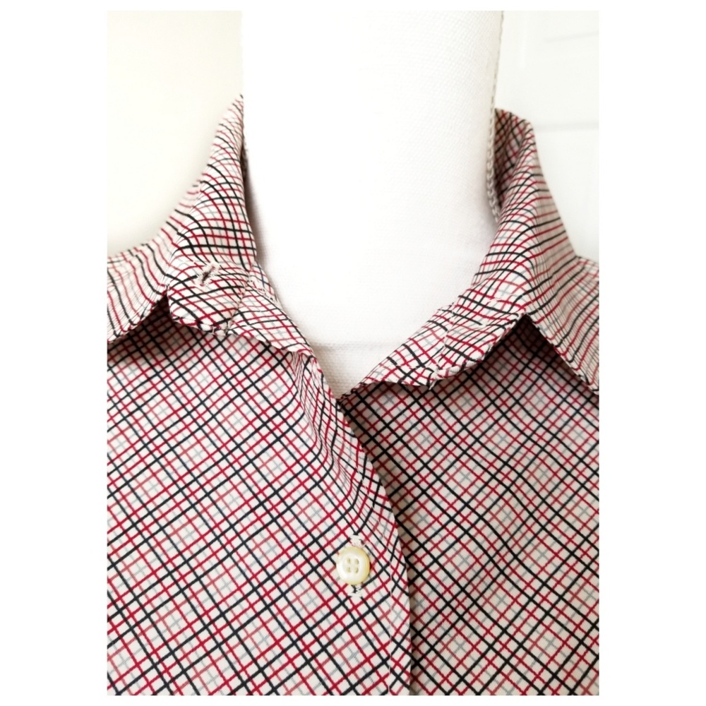 VINTAGE plaid long sleeve blouse - Picture 5 of 7